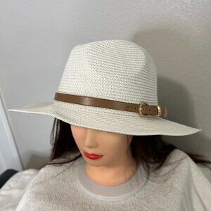 NWOT White Fedora Style Women's Straw Hat (OS) SKU 100
